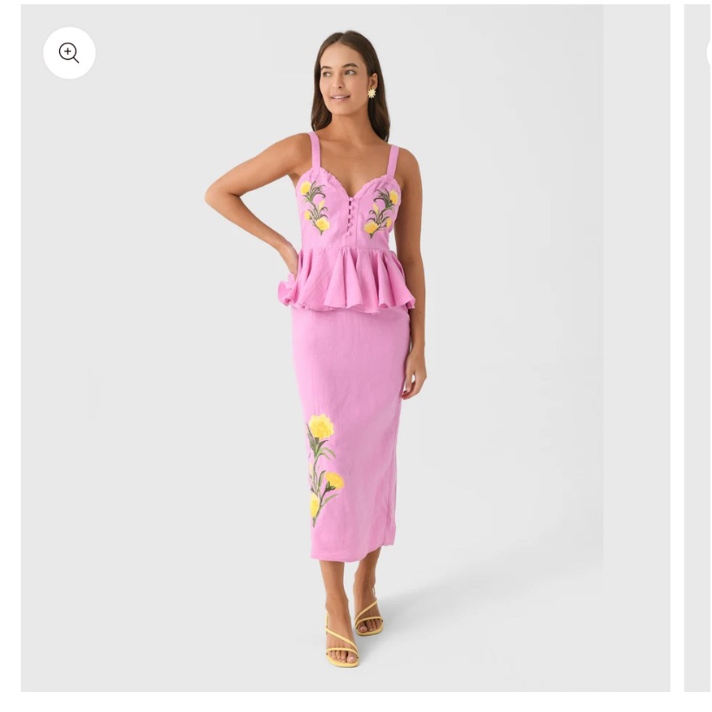 Fanm Mon Pink and Yellow Floral Skirt Set